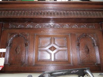 Antique Edwardian Oak Fire Surround Overmantel