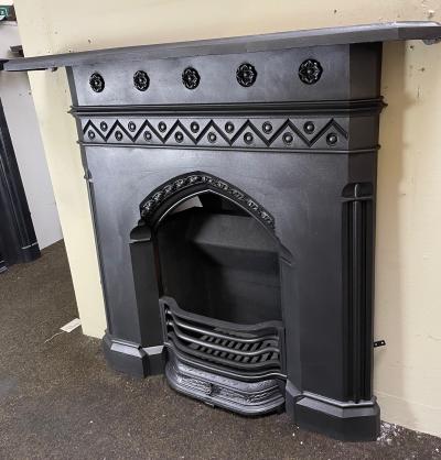 Antique Gothic Cast Iron Fireplace