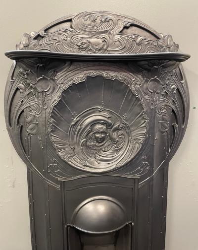 Antique Stunning Art Nouveau Fireplace - close