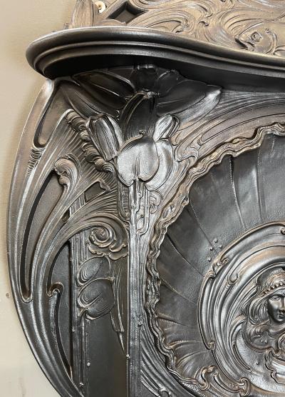 Antique Stunning Art Nouveau Fireplace - detail