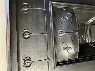 Antique Art Nouveau combination fireplace - close