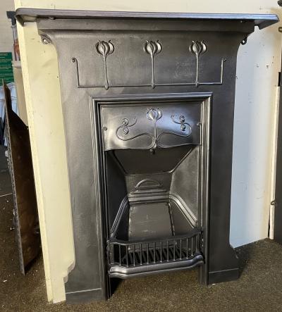 Antique Art Nouveau combination fireplace