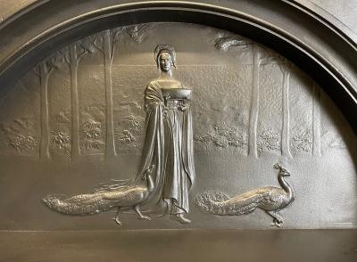 Antique Edwardian cast iron fireplace - feature
