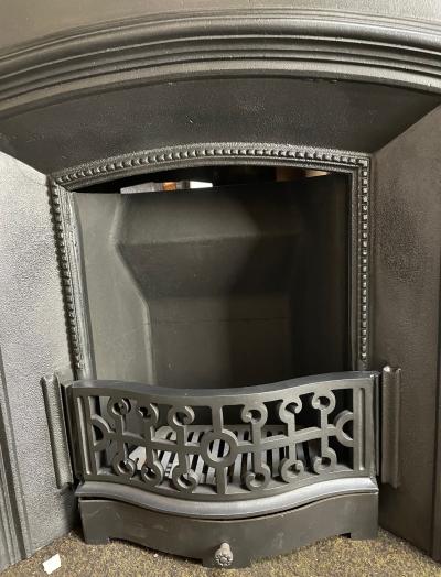 Antique Vintage Arts and Craft Cast Iron Fireplace - close