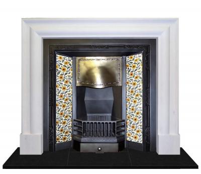 antique Brass tiled fireplace insert