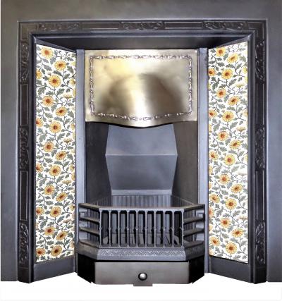 antique Brass tiled fireplace insert