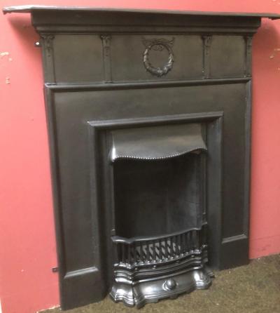 Antique 1920s cast iron combination fireplace