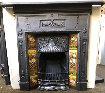 Antique Late Victorian Edwardian combination fireplace