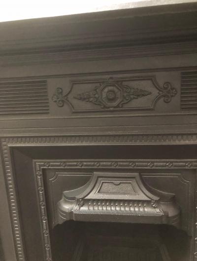 Antique Victorian cast iron combination fireplace - close