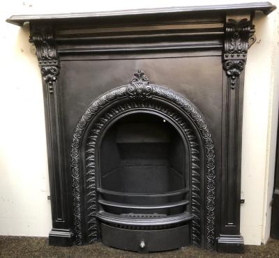 Antique Victorian cast iron combination fireplace