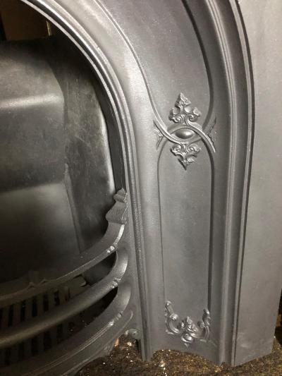 Antique art nouveau cast iron arched insert - Detail