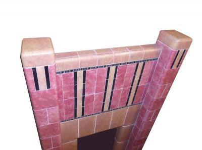 Antique Art Deco 1930s Tiled Fireplace