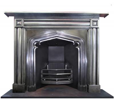 antique Victorian Tudor Gothic fireplace