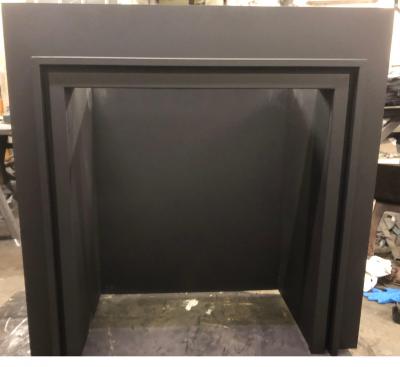 Metal stove chamber finished in a black finish