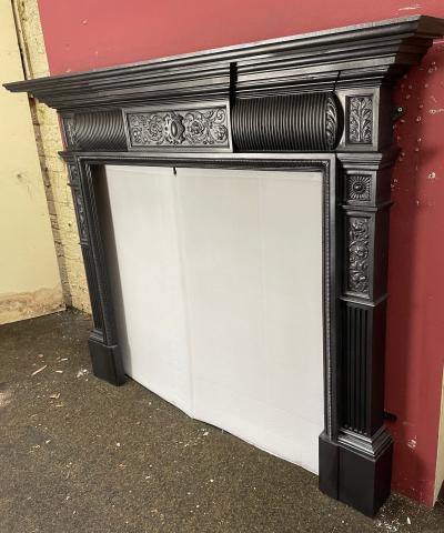 Antique Victorian cast iron COALBROOKDALE fire surround - side