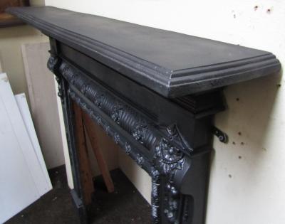 Victorian Cast Iron Stove Fire Surround - Side