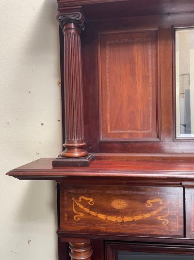 Antique Edwardian Inlay Mahogany Fire Surround - close pillar