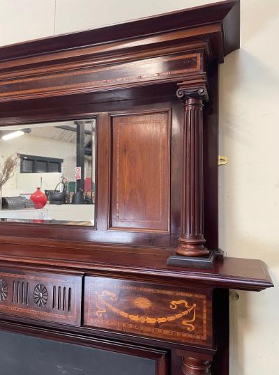 Antique Edwardian Inlay Mahogany Fire Surround - pillar