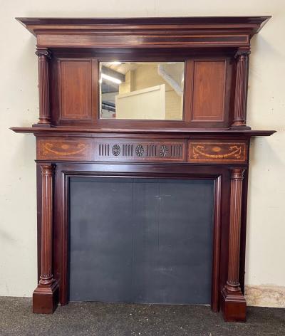 Antique Edwardian Inlay Mahogany Fire Surround