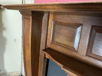 Antique Edwardian oak fire surround - corner