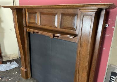 Antique Edwardian oak fire surround - shelf