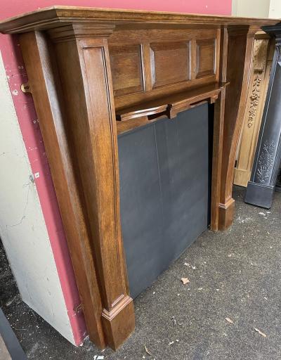 Antique Edwardian oak fire surround - side