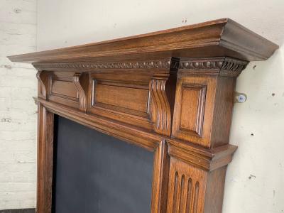 Antique late Victorian/ Edwardian oak fire surround - shelf