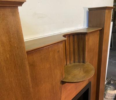 Antique 1930s Art Deco Oak Fireplace - shelf