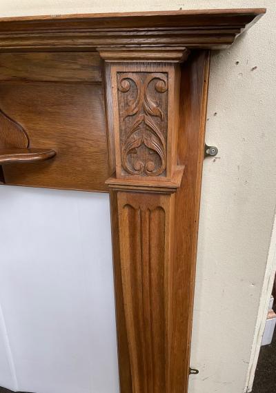Antique Late Victorian oak fire surround - corner