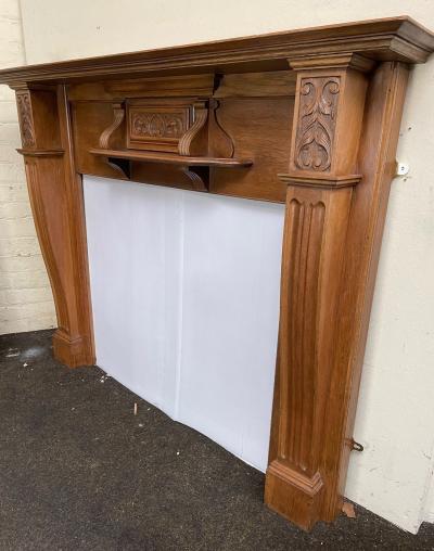 Antique Late Victorian oak fire surround - side feature