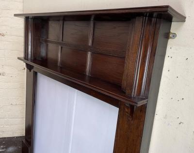 Antique Arts & Crafts oak fire surround - side