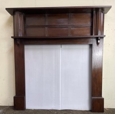 Antique Arts & Crafts oak fire surround