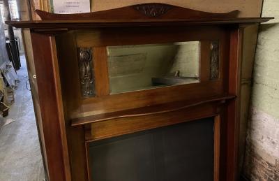 Antique Arts And Crafts Oak Fire Surround - close