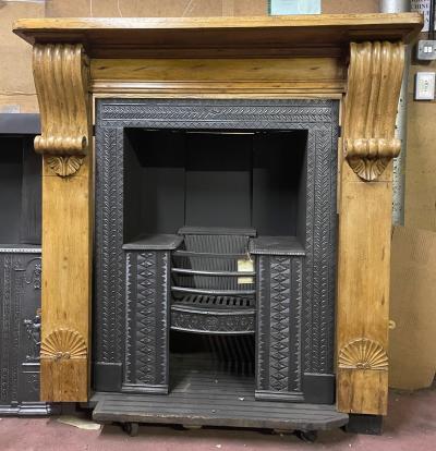 Antique Rustic Pine Late Georgian / Early Victorian Fire Surround - with insert
