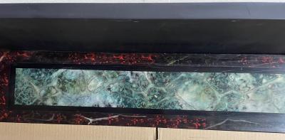 Antique marbleised Edwardian slate surround - close