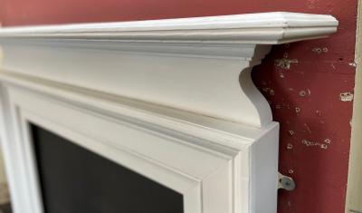 Antique Edwardian wood fire surround - shelf