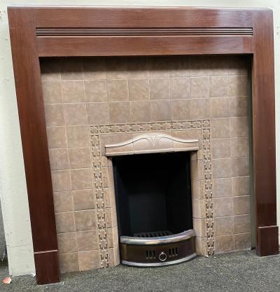 Antique 1930s mahogany fire surround