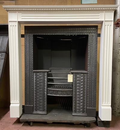 Antique Georgian style wood fire surround - in situ