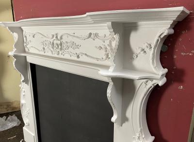 Antique ornate Victorian wood surround - side