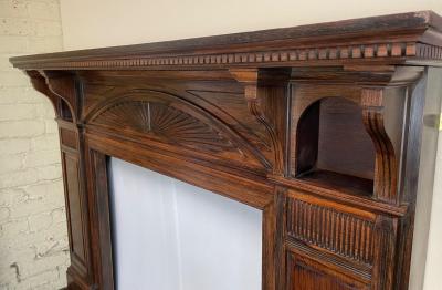 Antique late Victorian / Edwardian rosewood fire surround - shelf