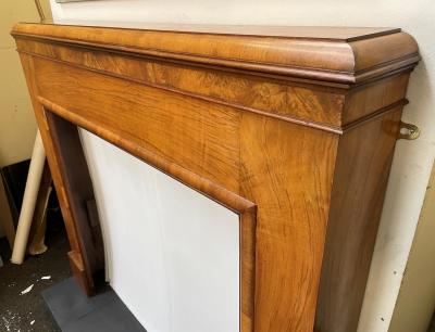 Antique 1930s Art Deco Walnut Veneered Fire Surround - shelf