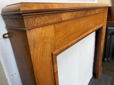 Antique 1930s Art Deco Walnut Veneered Fire Surround - side