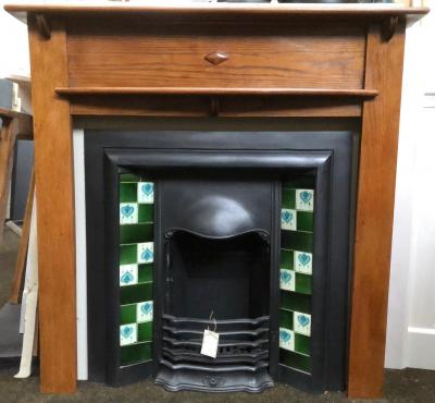 Antique 1920’s / 30’s art deco oak fire surround