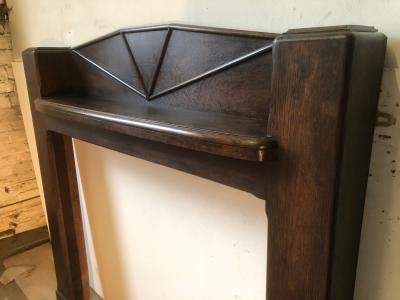 Antique Art Deco oak fire surround - side