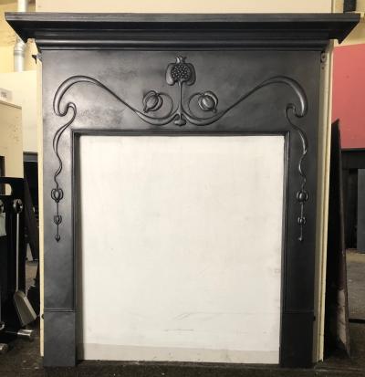 Antique Art Nouveau Cast Iron Fireplace