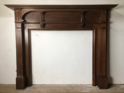 Antique Art Nouveau oak fire surround