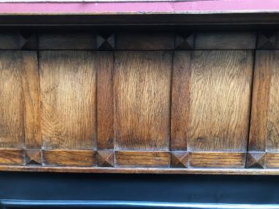 Antique Arts & Crafts oak fire surround - detail