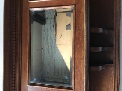 Antique Arts and Crafts oak fire surround - mirror