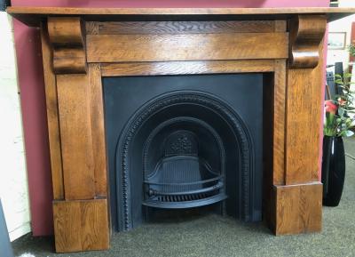 Antique Edwardian / Victorian oak fire surround