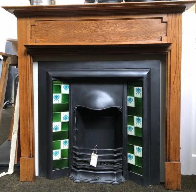 Antique Edwardian 1920s oak fire surround